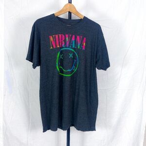 Nirvana Band Graphic Tee Gray Size XL Unisex Tie Die Colorful